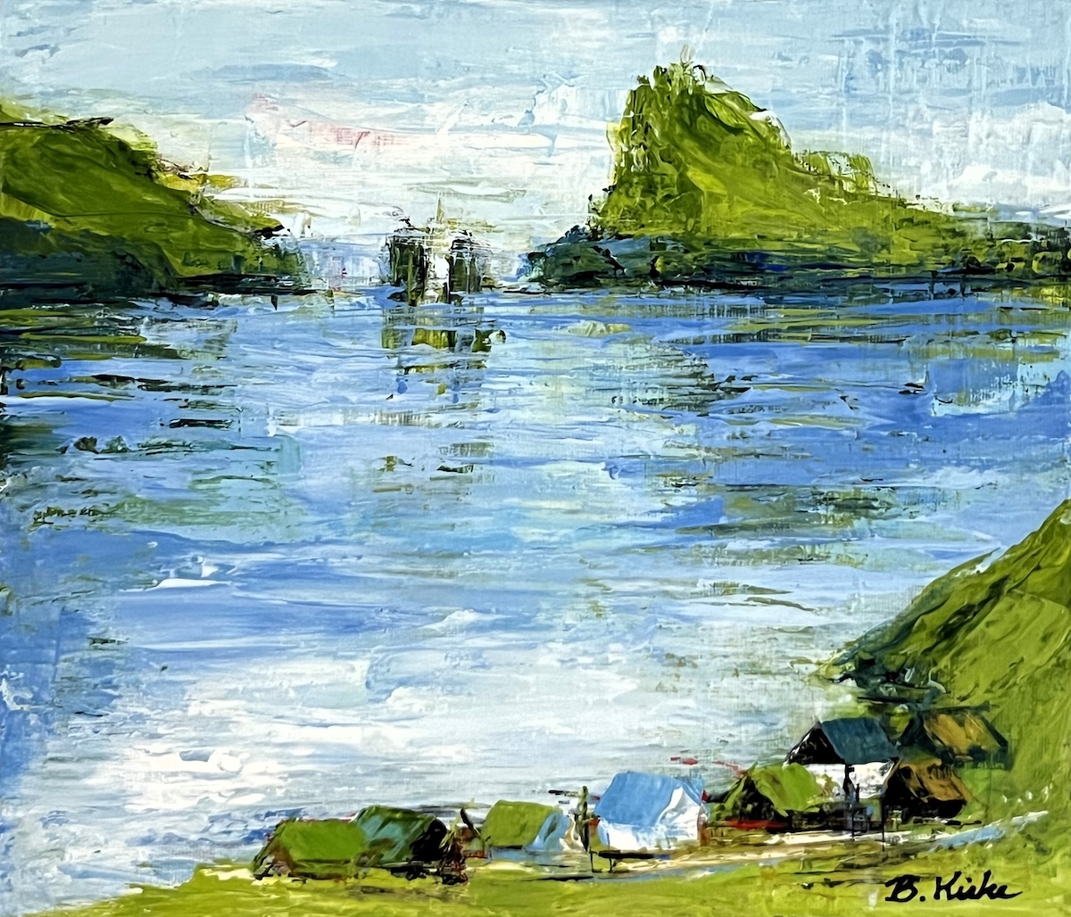 10. Tindhólmur 30x35 Cm   3.000 Kr.   Maleri På Lærred   Kunstner Birgit Kirke