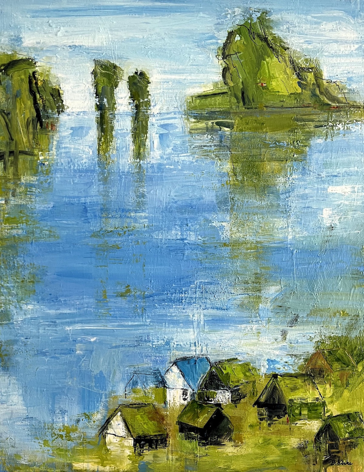 2. Tindhólmur 90x70 Cm   12.000 Kr.   Maleri På Lærred   Kunstner Birgit Kirke
