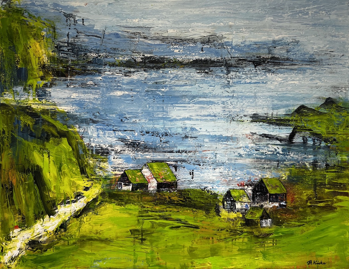 4. Bygd Ved Havet 70x90 Cm   12.000 Kr.   Maleri På Lærred   Kunstner Birgit Kirke