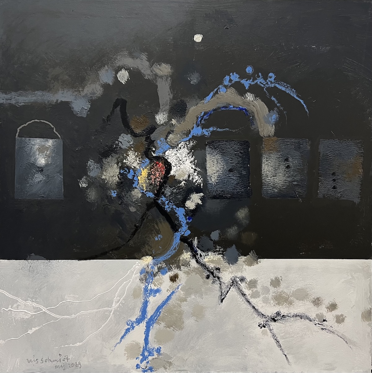 “Nye tider” 3/27. Maleri på lærred. 80 x 80 cm.  IMG 9597