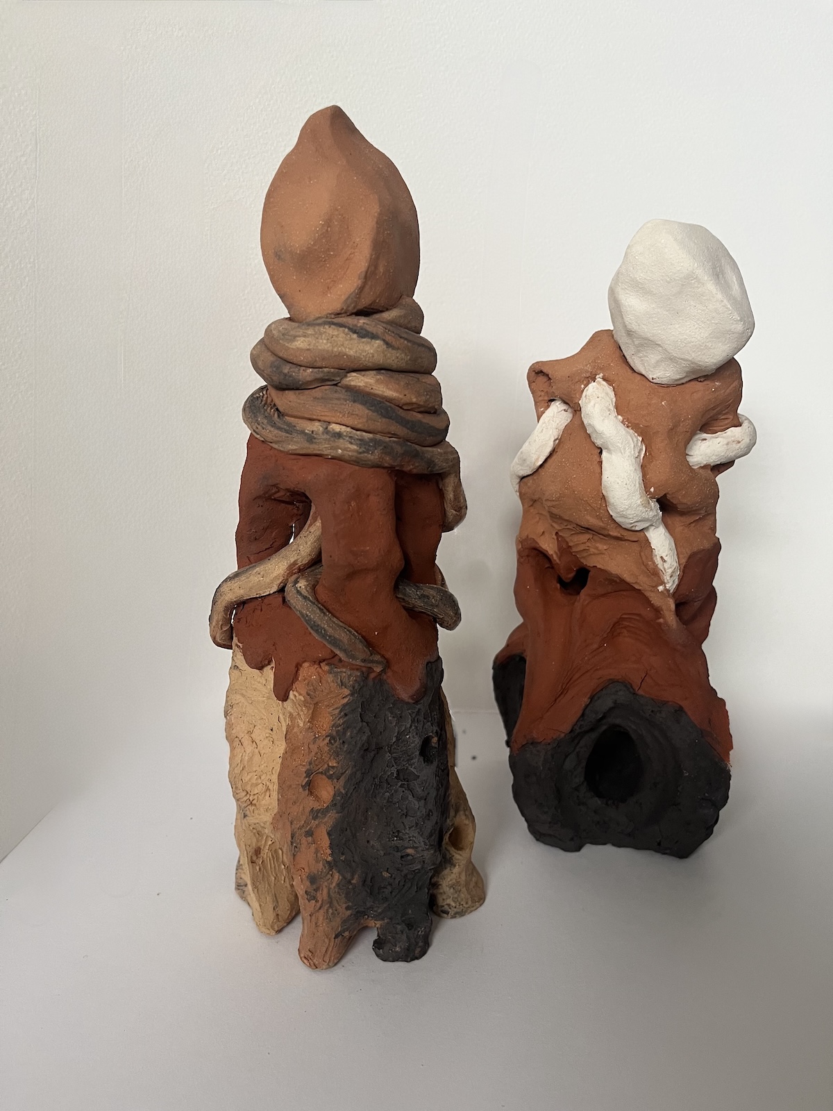 Crowned in Stardust 30 x 12cm and Cosmic Cuddle 28x12 cm, Blandet jord-ler / Mixed earth clay.