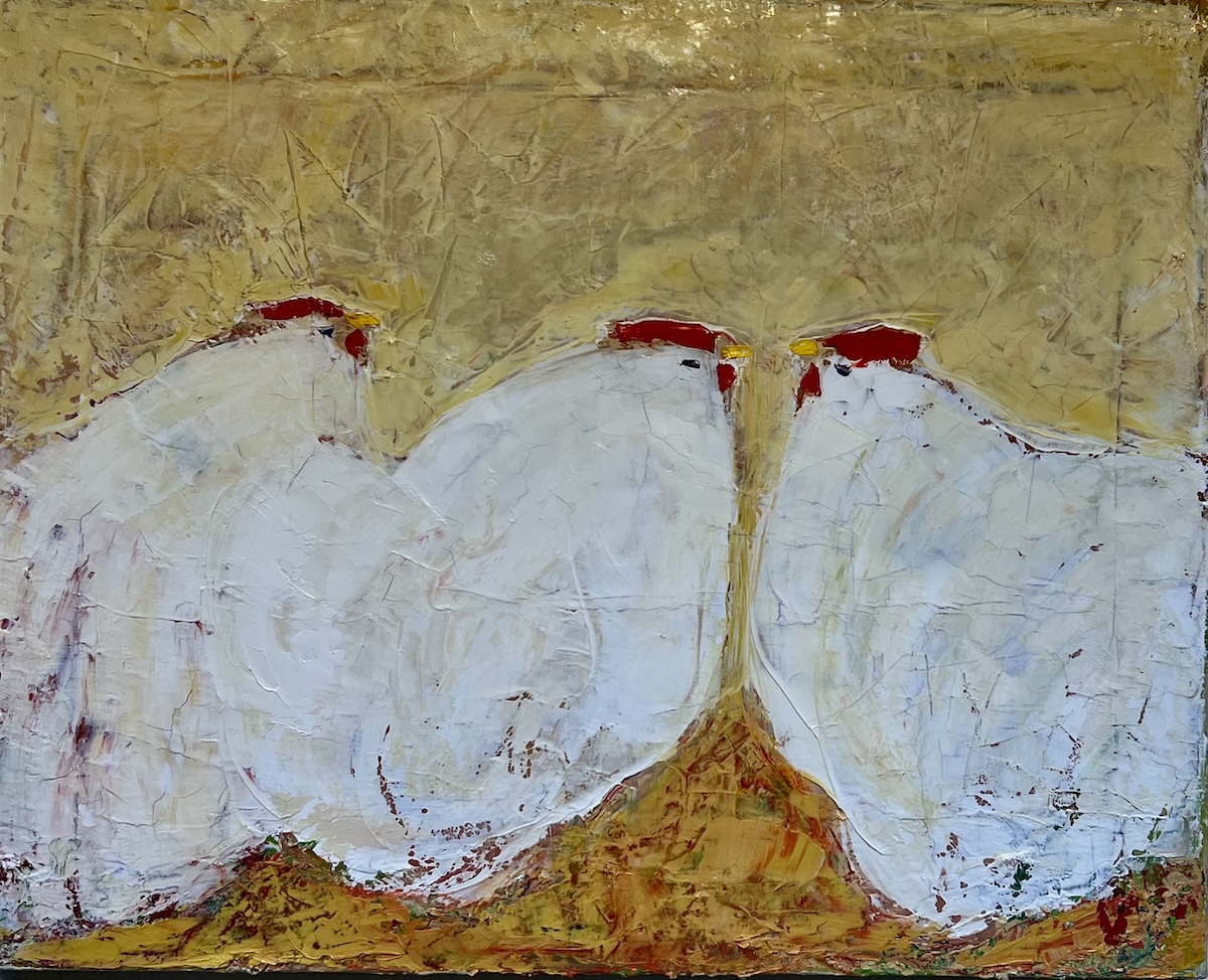 “Høns”. Maleri på lærred / Paint on canvas. 40 x 50 cm.