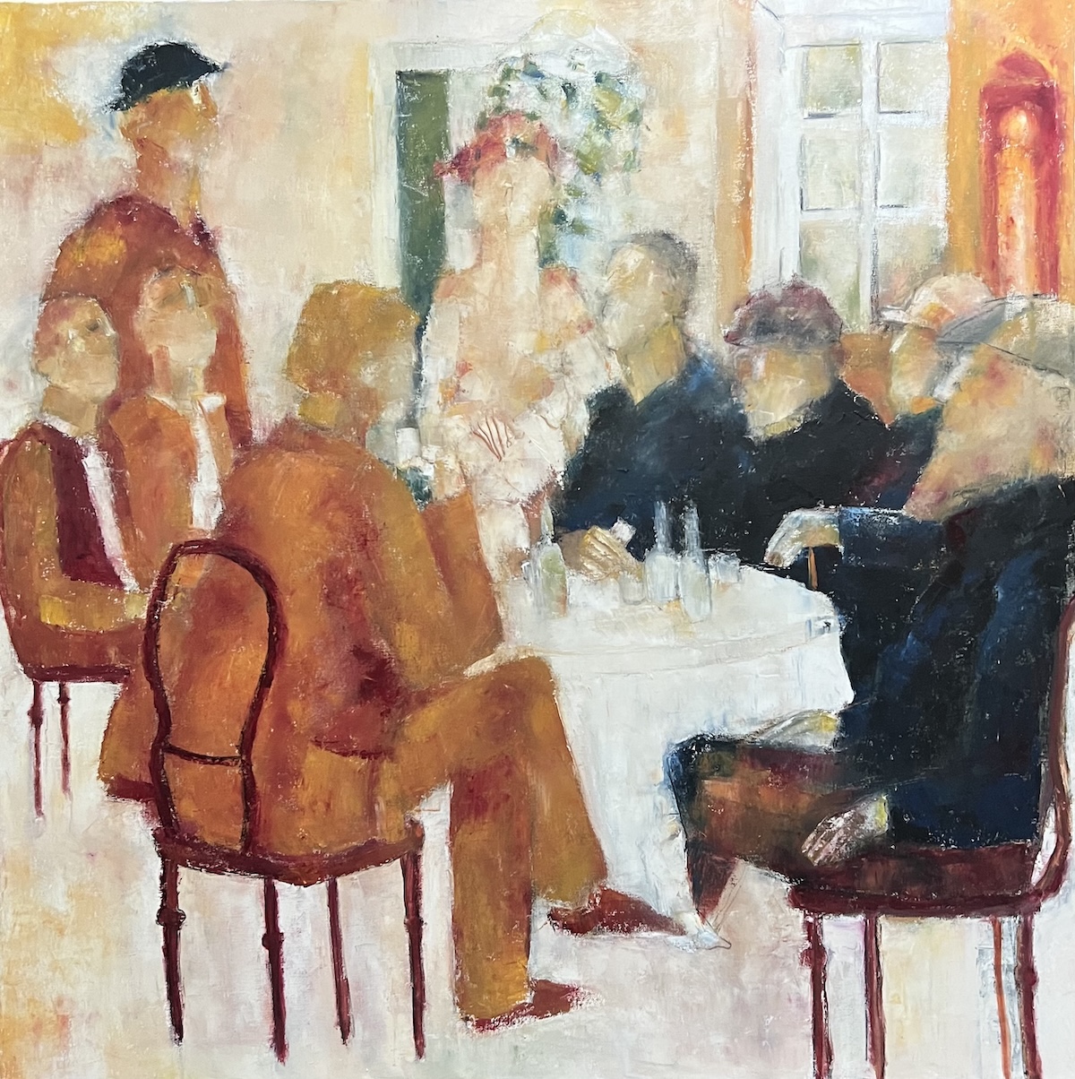 “På Brøndums”. Maleri på lærred / Paint on canvas. 100 x 100 cm.